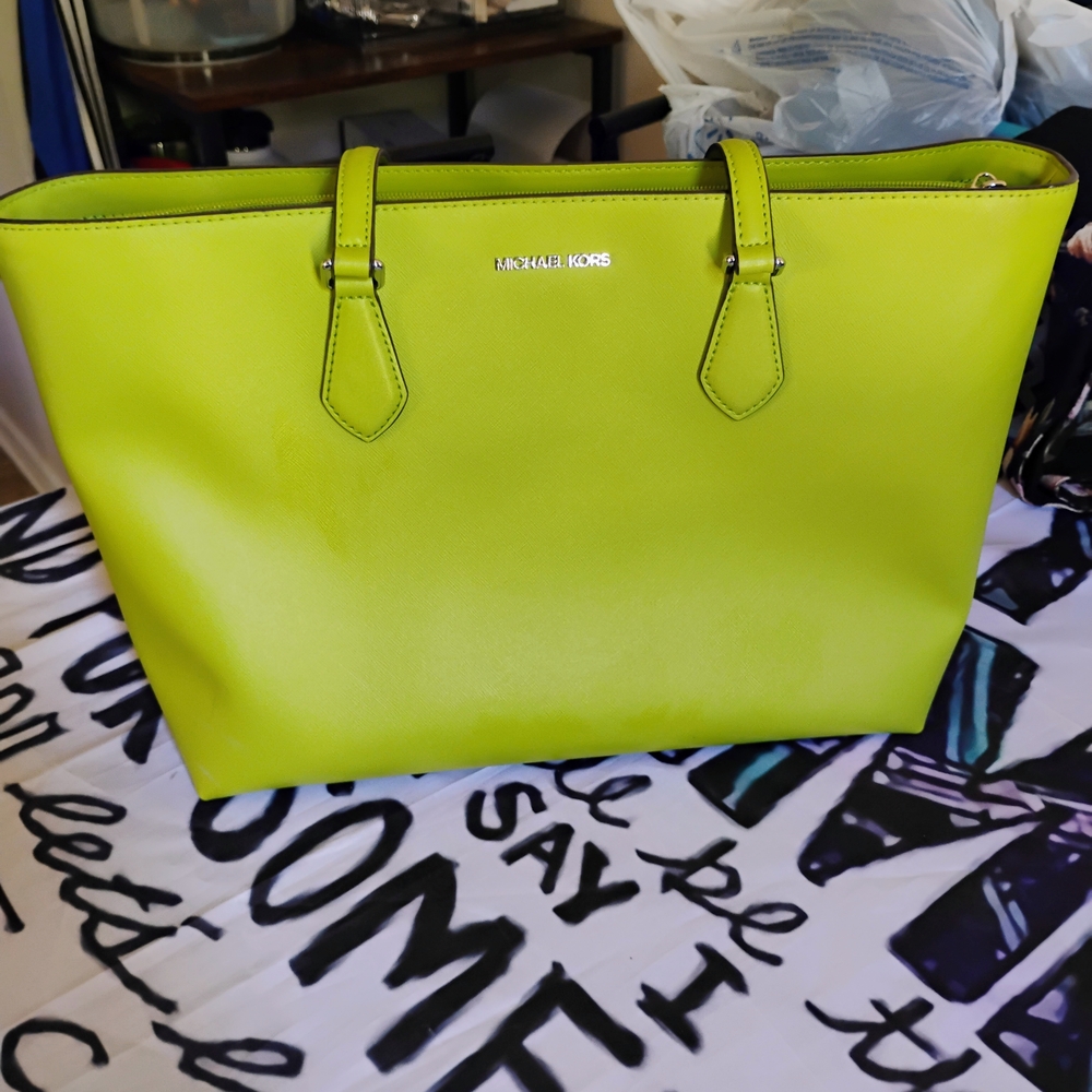 Michael Kors Lime Green Tote Bag